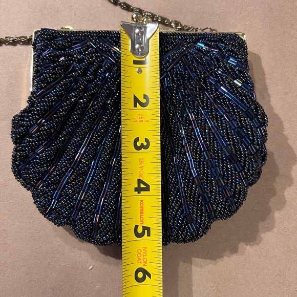 Vintage La Regale navy blue beaded evening bag converts to dressy clutch purse - Picture 8 of 9